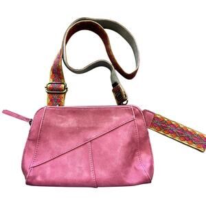 Joy Susan Pink Leather Gigi Crossbody Bag Wristlet